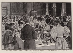 Invités inspectant les cadeaux de mariage à Marlborough House - Henry Marriott Paget